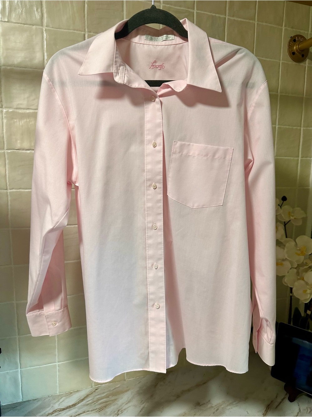 Foxcroft Pink Long Sleeve Button Up Shirt Wrinkle Free- Size 14